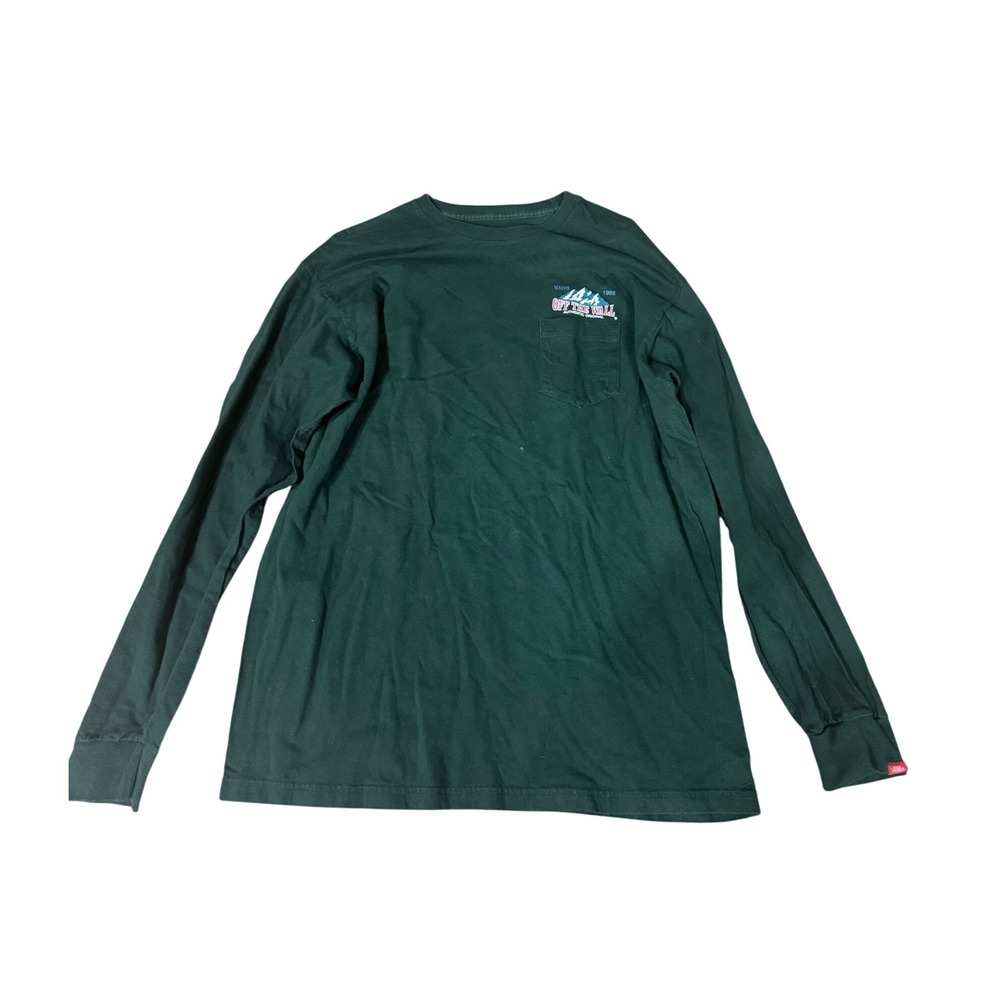 Vans Off The Wall Authentic Original Green Long Sleeve T-Shirt Mens Large‎